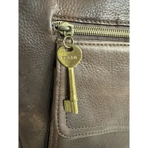 Fossil 1954 Large Brown Pebbled Leather Shoulder Bag Charm Women’s thumbnail 2