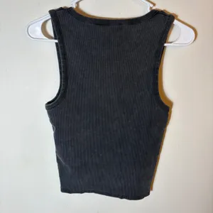 Zara Embellished‎ Tank Top Ribbed Knit Rhinestone Gray Size Medium thumbnail 6