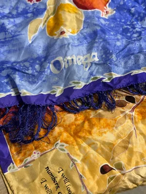Vibrant Christian Scripture Floral Ombre Hand Rolled Silk Scarf with Fringe thumbnail 2