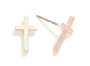 Cross stud earrings Gold thumbnail 1