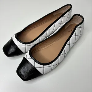 I.N.C. International Concepts White Black Quilted Flats Synthetic Womens sz 9.5 thumbnail 2