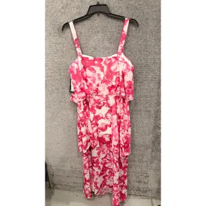 R & M Richards Womens Maxi Dress 20W Pink White Floral Popover Tiered 6661W thumbnail 5