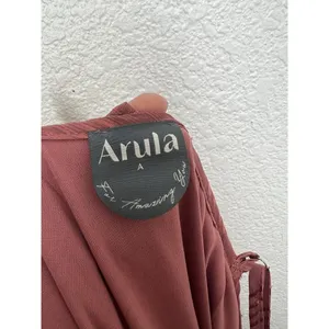 Arula Chiffon Ruffled Midi Dress Size A 1X Metallic Stripe Rose thumbnail 8