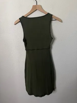 Reformation Jeans Olive Green Ribbed Tank Dress Womens Size XS‎ thumbnail 4