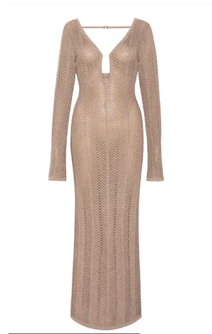 Vetchy tan keyhole crochet dress thumbnail 3