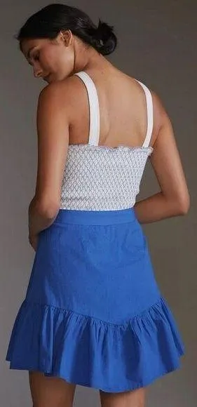 Maeve Anthropologie NWT Flounce Mini Skirt in Blue Size 6 thumbnail 2