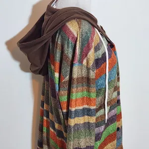 Exclusive Colorful Striped Hoodie NWT Sz Medium Women's Oversized Stripe Shacket thumbnail 5