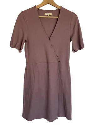 Madewell dusty rose‎ faux wraparound minidress women's size S summer sundress thumbnail 1