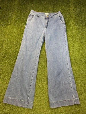 Molly Bracken High Waist Trouser Jean Straight Leg Wide Cuff Medium Wash 31x30 thumbnail 1