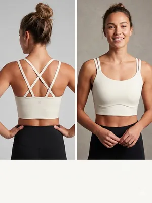 OFFLINE Aerie Real Me Hold Up Strappy Athletic Performance Sports Bra Silver MDD thumbnail 2