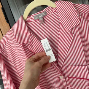 NWT J. Crew poplin pajamas top button down striped long sleeve shirt jcrew thumbnail 2