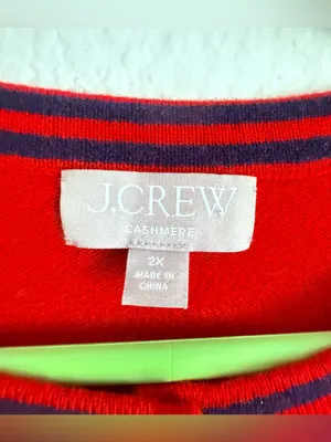 J.Crew Cashmere Sweater Lady Jacket in Cardinal Red Navy Contrast Trim 2X thumbnail 6