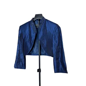Jessica Howard Royal Blue Beaded Tiered‎ Ruffle Dress and Bolero Jacket Set 6 thumbnail 9