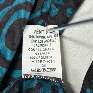 Venti6 LA Teal Abstract Swirl Ruched Mini Dress Long Sleeve Made in Italy S‎ thumbnail 8