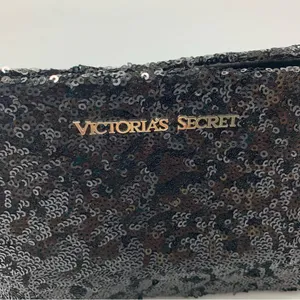 Victoria's Secret Clutch Handbag Sequence Black Snap Bag Make Up‎ Bag thumbnail 2