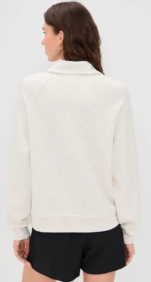 NWT Varley Selene Half Zip Sweatshirt S Ivory Marl thumbnail 2