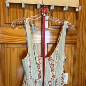 WeWoreWhat Corset Midi Dress, Victorian Floral Stripe/ Rosewood Multi, size M NW thumbnail 10