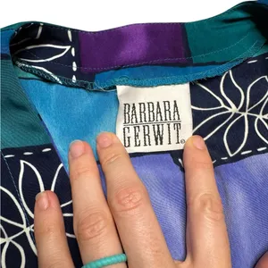 🌀Barbara Gerwit Colorful Patchwork Cardigan Jacket Multicolor XL Retro Boho Top🌀 Blue thumbnail 3