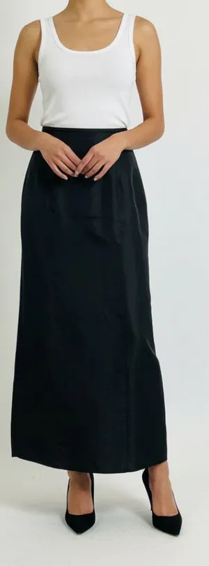 Worth Silk Black Silk A Line Maxi Long Hi-low Train Occasion Evening Skirt thumbnail 1