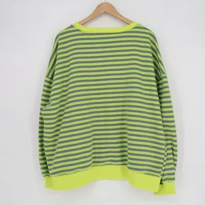 Sweatshirt Womens 2XL Green Gray Striped Crew Neck Drop Shoulder Long Sleeve thumbnail 5