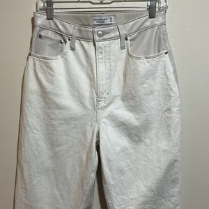 Abercrombie & Fitch LONG Curve Love Slim Straight Faux Leather Denim Jeans 29/8L thumbnail 6