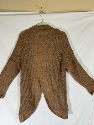 Alya Cozy soft Open-Front Cardigan in Brown/pink thumbnail 4