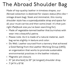 Madewell L4913 Brown Leather The Abroad Shoulder Bag thumbnail 15