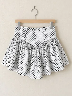Anthropologie Maeve Black White Polka Dot Mini A-Line Skort Lined Bike Shorts thumbnail 5