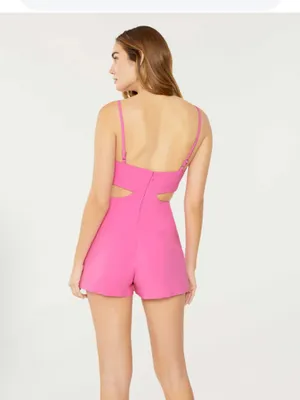 Likely Ollie Cutout Romper in Hot Pink thumbnail 2