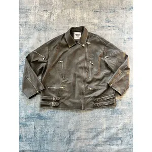 NWT! Princess Polly Curve Magnets Faux Leather Jacket Washed Charcoal Size US 14 thumbnail 2