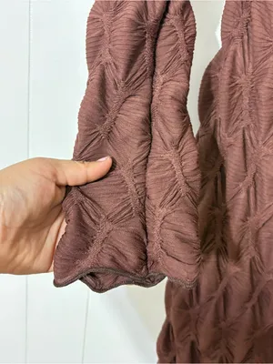 See You Monday Textured Midi Dress Brown Long Sleeve Bodycon Size L NWT thumbnail 4