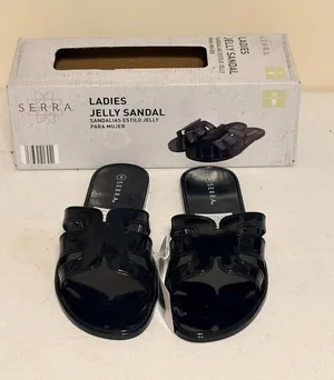 New NIB Serra Black Women's Jelly Flat Slide Sandals Size 9 thumbnail 1