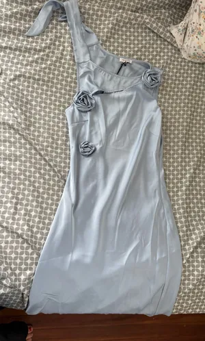 Sateen baby blue dress thumbnail 1
