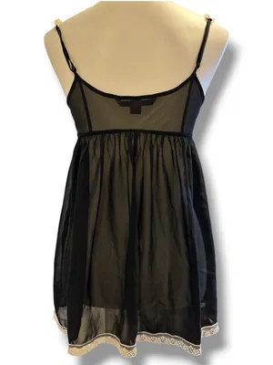 Victoria's Secret Vintage 2010 Black Chiffon Babydoll Lace Lingerie Slip Small thumbnail 6