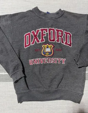 Oxford‎ University Sweatshirt Womens XS Gray Crewneck Pullover Collegiate Crest thumbnail 1