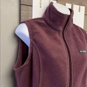 Columbia Mauve Sleeveless Mock Neck Zip-Up Pockets Fleece Vest Medium thumbnail 3