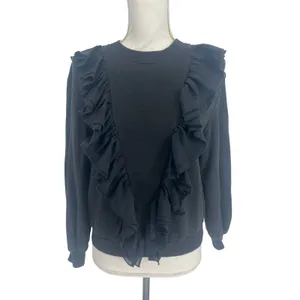Alice + Olivia Carrie Ruffle Sweatshirt‎ Sweater Black XS thumbnail 4