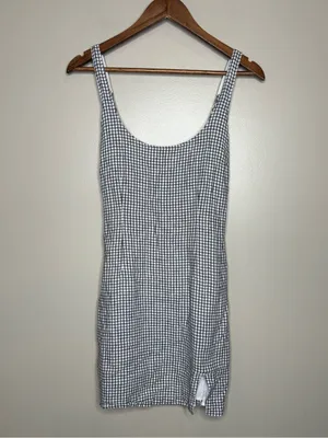 Abercrombie & Fitch 90s Gingham Print Linen Blend Mini Dress thumbnail 3