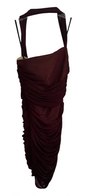 Michael Costello x REVOLVE Honor Mini Ruched Dress in Dark Plum thumbnail 1