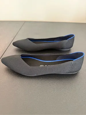 Women's Black Pointed Knit Flats 8.5 thumbnail 4