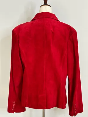 Preston & York Vintage Cherry Red Suede Leather Blazer size Large thumbnail 3