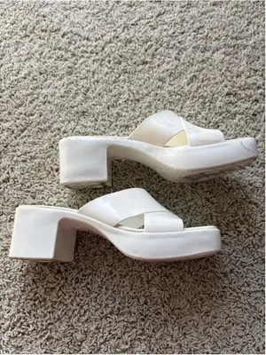Jeffrey Campbell Bubblegum Platform Sandals Size 9 White Mod Y2K 1960s Retro thumbnail 2