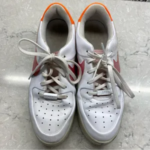 NIKE AIR FORCE 1 9.5 SAGE LOW Women's Athletic Sneakers White Pink Orange thumbnail 7
