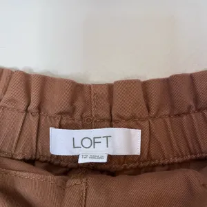 LOFT Paperbag Utility High Rise Straight Leg Cotton Twill Belted Pants Brown thumbnail 5