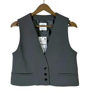 NWT Zara Tailored Vest‎ Womens M Gray Minimalist Workwear Chic Corporate Career thumbnail 2