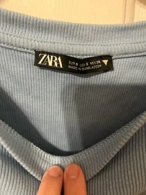 ZARA Blue Flare Sleeve Crop Top thumbnail 3
