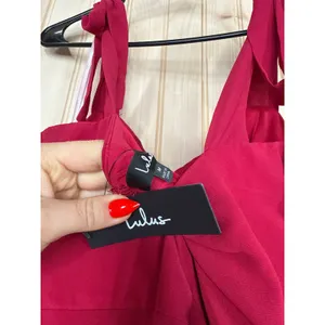 NWT Lulus Sophisticated Charisma Berry Red Tie-Strap A-Line Midi Dress Size M thumbnail 7