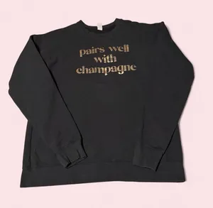 Boutique Black Crewneck Sweatshirt - pairs well with champagne thumbnail 1