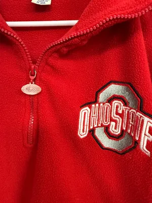 Vintage BellePointe Ohio State Buckeyes Red Fleece Quarter Zip L thumbnail 4
