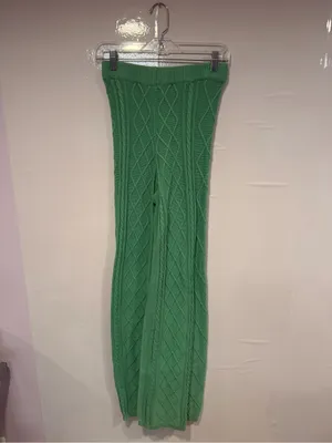 Edikted Green‎ Cable Knit Wide-Leg Sweater Pants thumbnail 4